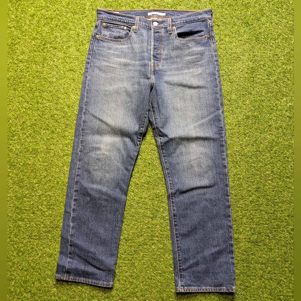 Levi's Premium Wedgie Straight Jeans Womens 31x28 Stretch Denim Button Fly Big E